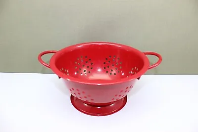 Small Red Enamel Metal Colander / Strainer With Handles 6.5  X 3.25  • $9.99