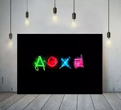 PlayStation Gaming Symbols Gamer Canvas Printed Wall Art Gamer Print Deep Framed • £5.94