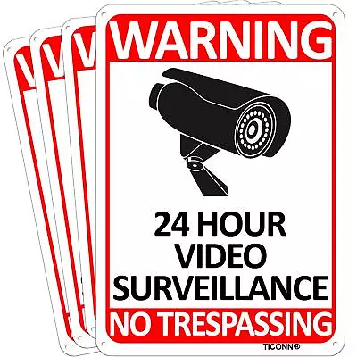 4-Pack 24 Hour Video Surveillance Sign No Trespassing Aluminum Warning Sign... • $23.88