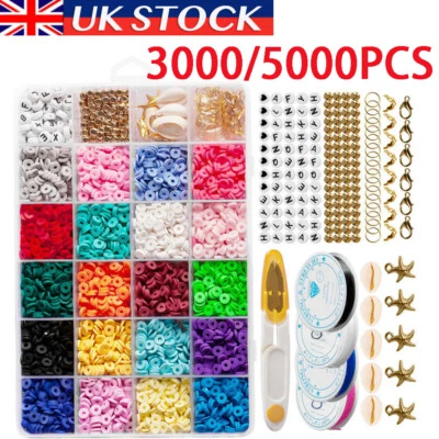 £6.99 • Buy Full Kit Flat Polymer Clay Beads Spacer For DIY Bracelets Jewelry Making Finding