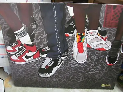 RARE Josh Webb AKA Joex2 Graffiti Art On Canvas Michael Jordan Nike Shoes • $300