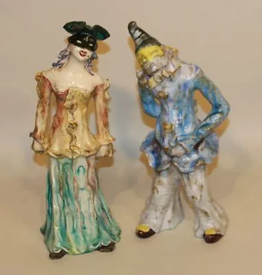 Marcello Fantoni Italy MCM Pottery Sculptures Carnival Mask Couple Man & Woman • $995