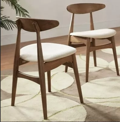 Chelsea Lane Mid Century Modern Beige Fabric Side Chairs (Set Of 2) • $30