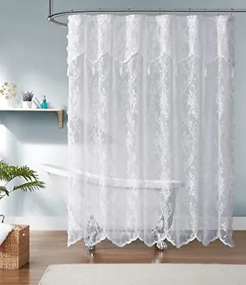 Warm Home Designs White Lace Shower Curtain Curtain: 72  X 72   • £42.47