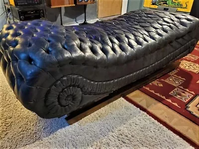 Late 1890's Antique Black Leather Fainting Couch On Original Springs • $2999