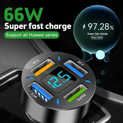 4 In 1 QC 3.0 4 Ports USB Phone Car Charger Adapter LED Display Fast Charging US • $6.50