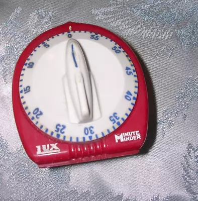 Vintage LUX Minute Minder 60Min Kitchen Timer Rocket Knob Classic  Red W/ White • $26.50