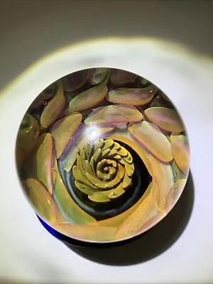 Fumed Wormhole Vortex Marble Glass Collectible Paperweight Art • $125