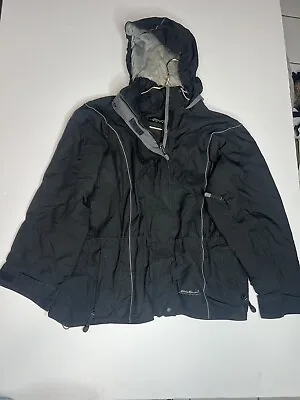 VTG Eddie Bauer Ebtek Men's Size XL Black Gore-Tex Hood Zip Jacket • $27.99