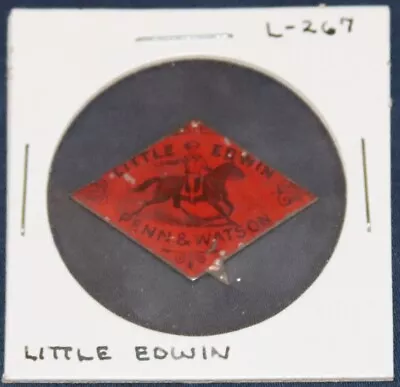 Tin Tobacco Tag Little Edwin Penn & Watson Martinsville VA - Horse & Rider • $12