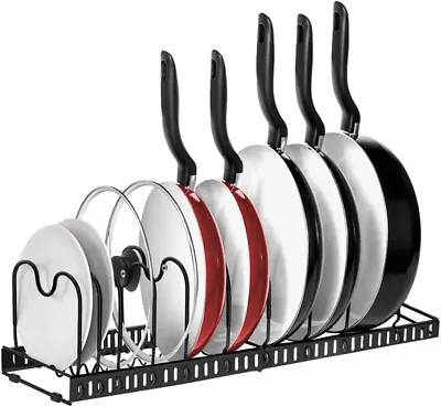 10 Tier Pot Pan Organiser Lid Kitchen Storage Rack Cupboard Organiser Expandable • £9.95