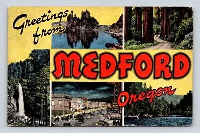 Medford Oregon Greetings From Large Letter Postcard • $3.48