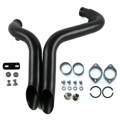 2  O.D LAF Exhaust Pipes W/ Flange Kits For Harley Sportster Dyna Matte Black • $147.99