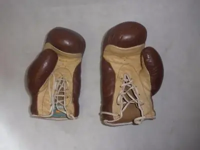 Vintage English Brown Leather  Boxing Gloves.(frank Bryan Worcester) • $250.81