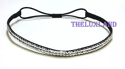 2 ROW Rhinestone Crystal Headband Elastic Stretch Hair Band Hairband Accessory  • $7.98