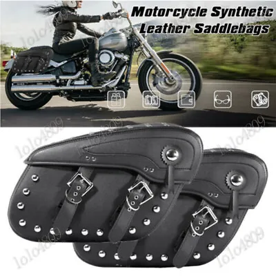 Motorcycle Side Saddle Bags Black For Harley Fatboy Heritage Softail Classic • $124.26