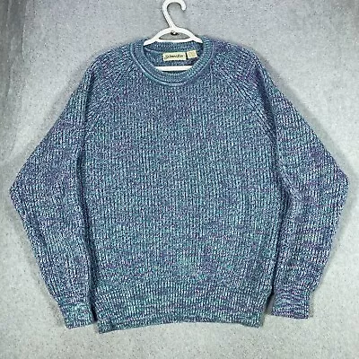 VTG St. John's Bay Sweater Men's XL Teal Purple Knit Pullover Grandpa Cosby Dad • $29.99