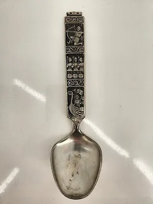 Konge Tinn Norwegian Pewter Spoon Viking Ship Soldiers Large Handle • $10.99