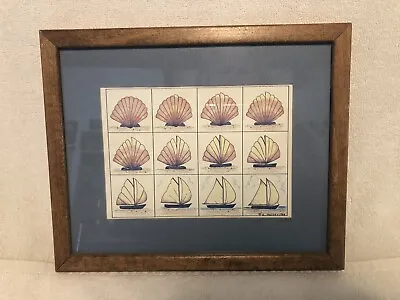 Vintage E.Halsey Transformation Framed Picture:Sea Shell To Sailboat • $35