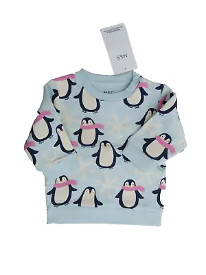 Baby Girls M&S Penguin Christmas Jumper. 0-3 Months. Baby Christmas Jumper • £9.95