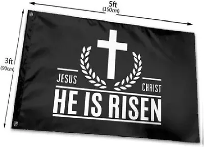 $12.88 • Buy 3x5 Jesus Christ Has Risen Christian Cross Flag Banner Grommets