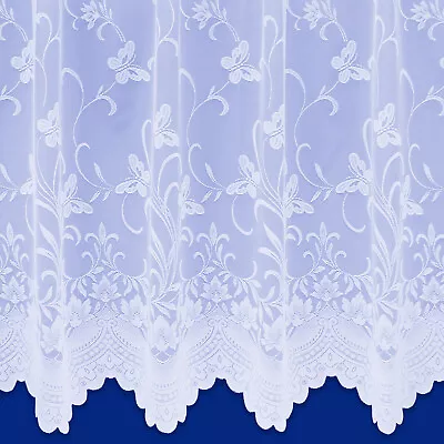 Net Window Net Curtains White Lace Slot Top Heading - Sold By The Metre • £7.49