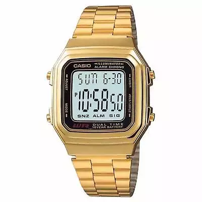 Casio Classic Gold Steel Digital Unisex Watch - A178WGA-1 • $127