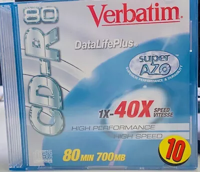 Verbatim Datalife Plus Cd-r 10 Pack High Performance Rocordable Cd For Sale • $30