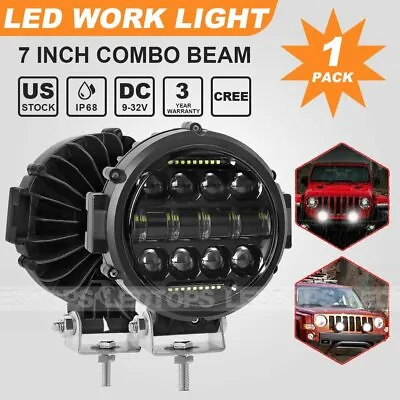 7'' Round LED Work Light Bar Flood Spot Combo Fog Lamp Offroad Driving Truck Pod • $37.99