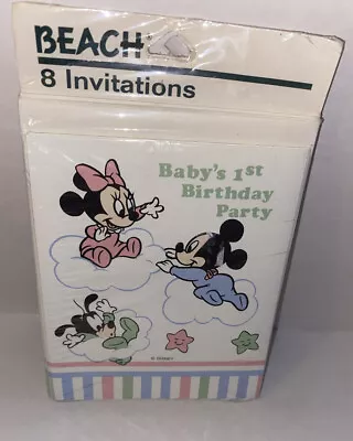 Vintage Disney Babies Birthday Party Invitations 1st Birthday Mickey Minnie New • $7.99