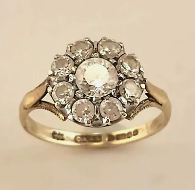 Cubic Zirconia 9CT GOLD Cluster Flower Ring • £64.99