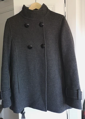 £25 • Buy Beautiful Jaeger 100% Wool Grey Swing Coat, Size 12