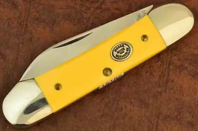 MOORE MAKER MADE IN USA By QUEEN CUTLERY CO YELLOW CANOE KNIFE MATADOR TEXAS • $84