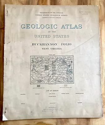 Original Buckhannon West Virginia Geologic Atlas 1896 Full Maps Antique Rare • $14.99