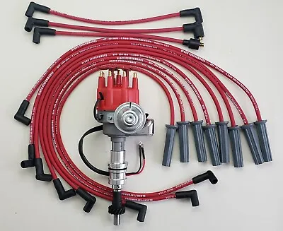 FORD 351C 400 429 460 RED SMALL CAP HEI DISTRIBUTOR + 8.5mm SPARK PLUG WIRES US • $129.65