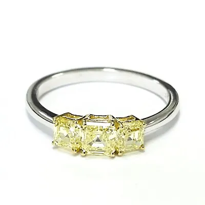 1.30 Carat Asscher Cut Fancy Intense Yellow VVS1 AIG Certified 18K Y&W Gold AIG • $4000