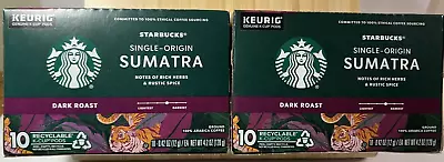 Starbucks Single-Origin Sumatra Dark Roast 10 K-cups 2 Box Lot  20 Cups Total • $14.95