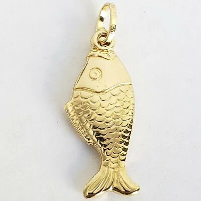 $139.15 • Buy 3D Real 14k Yellow Gold Fish Charm 1.25 Inch Long Pisces Birthday  
