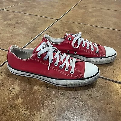 Vintage Converse All Star Low Top Red Sneakers Shoes Mens 9 Made In USA 90s • $69.95