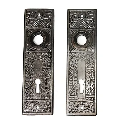 Pair Antique Vintage Victorian Eastlake Ornate Backplates Door Plates Reclaimed • $47.99