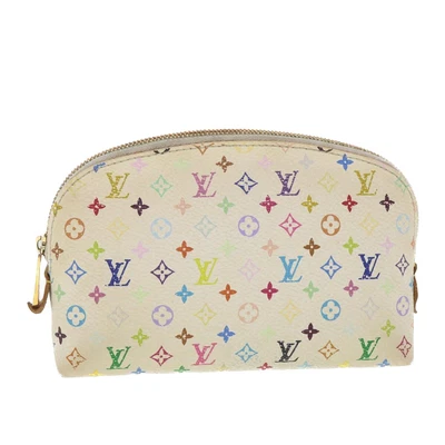 £224.31 • Buy LOUIS VUITTON Multicolor Pochette Cosmetic Pouch White M47354 LV Auth Rz543
