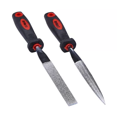 £3.55 • Buy 2pc Diamond File Set 120mm Needle Half Round Tapered & Flat Stone Metal.