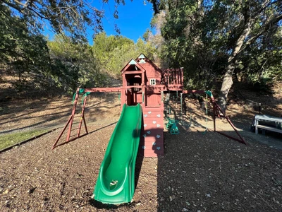 $1100 • Buy Gorilla Playsets Wood Swing Set With Wood Roof And Monkey Bars Local Pick-Up