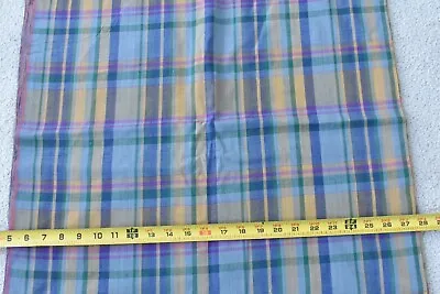 By 1/2 Yd Vintage Red Green Gold & Blue Plaid Madras Lt-Weight Cotton P9706 • $5