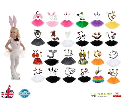 £7.97 • Buy Kids ANIMAL FANCY DRESS TUTU COSTUME Party Accessory Girls EARS BOW TAIL SET UK