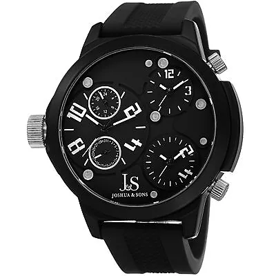 Men's Joshua & Sons JS-40-WT Triple Time Zone Military Time Date Quartz Watch • $54.13