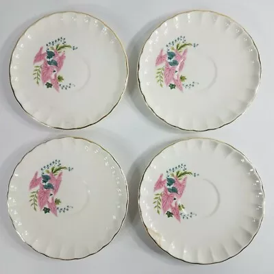Set Of 4 Vintage W.S. George Pink Vine Print 6 Inch Saucers Plates 170A • $9.99