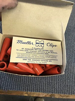 NOS Mueller Alligator Clip Insulators Red  Box Vintage USA Made • $15.99