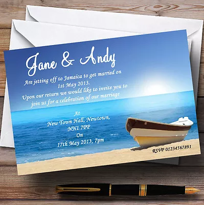 £36.95 • Buy Beach Married Abroad / Jetting Off Personalised Wedding Invitations