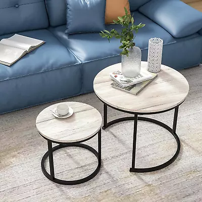 Industrial Round Coffee Table For Living RoomSmall Rustic Wood Coffee Table • $94.30